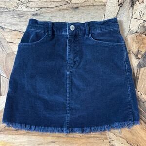John Galt Brandy Melville Navy Blue Corduroy Frayed Hem Mini Skirt Size Small